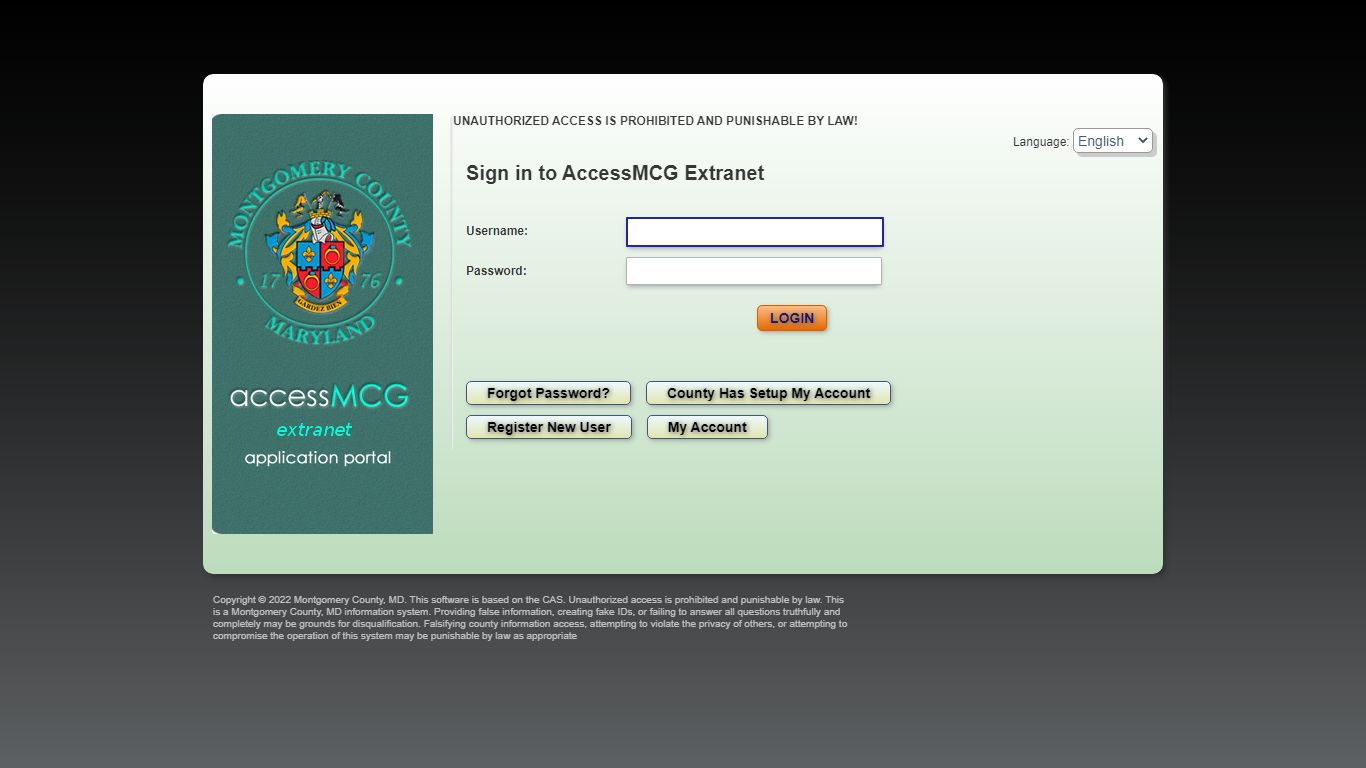 Sign in to AccessMCG Extranet - Montgomery County, Maryland